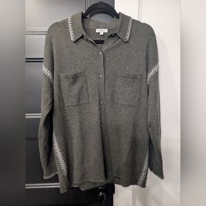 Johnny Was Bella Dahl Whip Stitched Button Pure Cashmere Sweater